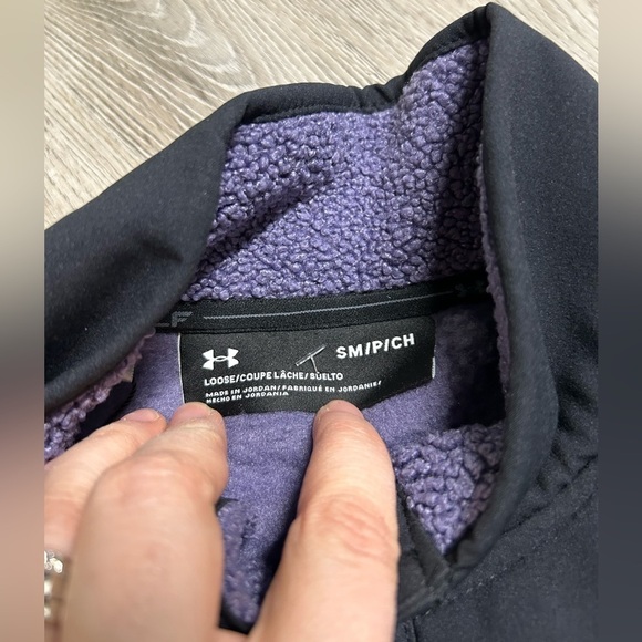 Under Armour Mens Sweater Fleece Pile Golf Sweater Halo Purple Black Small NEW - Picture 6 of 8